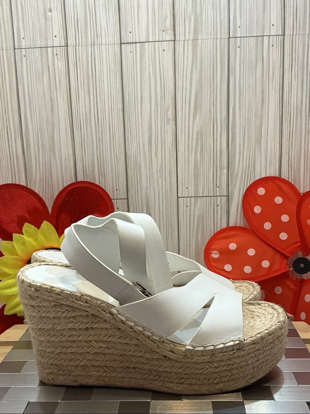 Sigerson Morrison White Espadrille Wedge Sandals